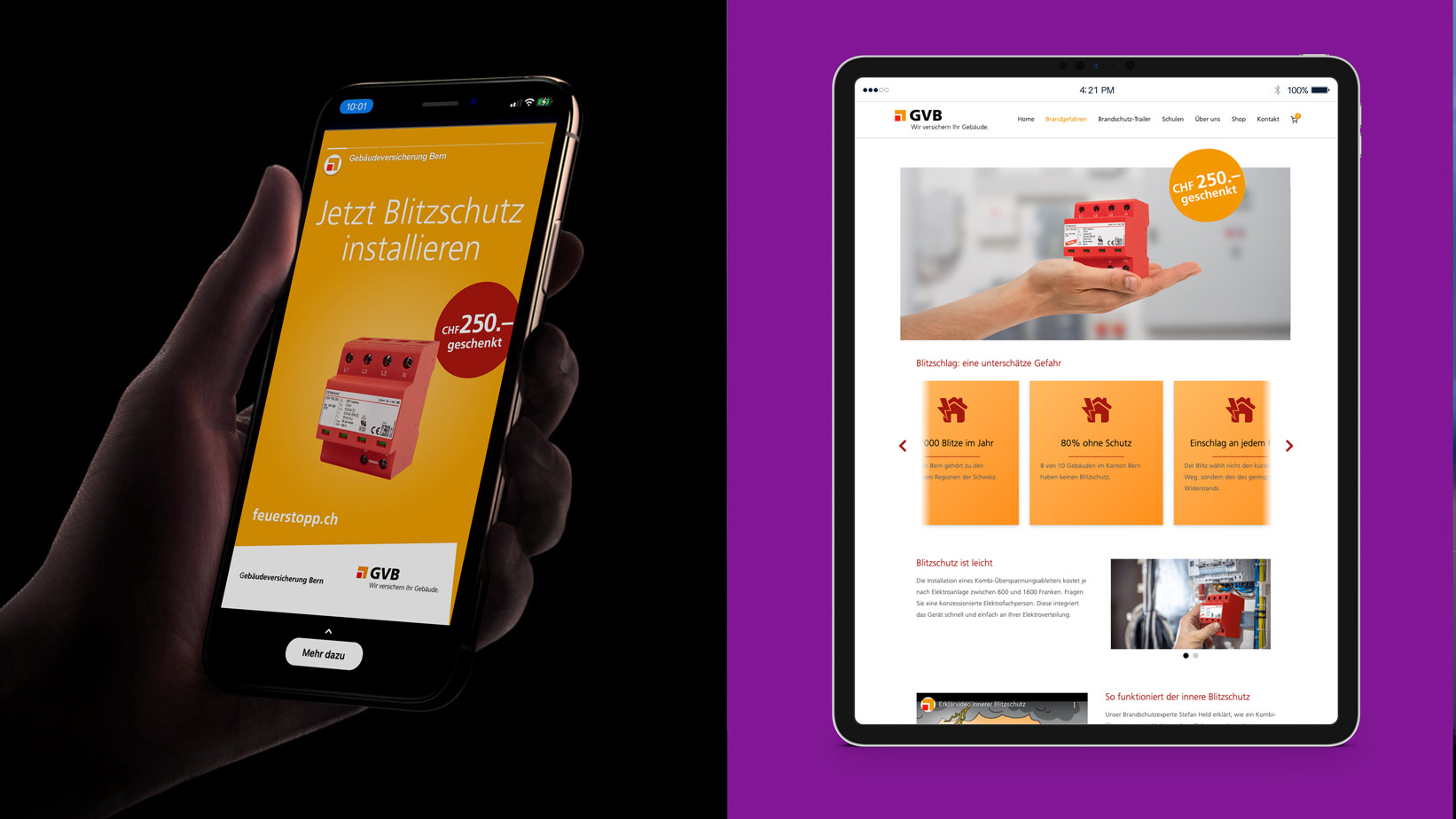 Mockup Instagram Ad Feuerstopp und Mockup Website Feuerstopp